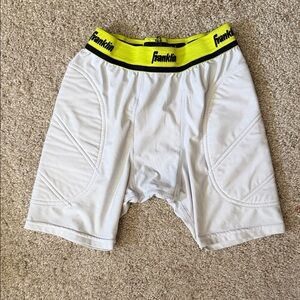 Franklin White Compression Shorts with Neon Yellow Waistband